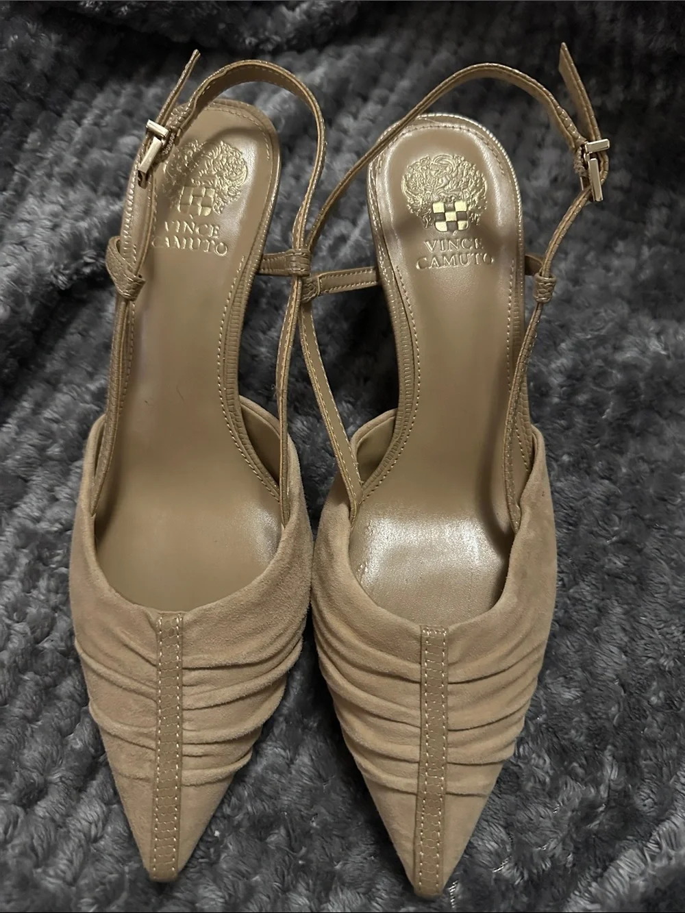 Vince Camuto Taupe Pointed Slingback Heels